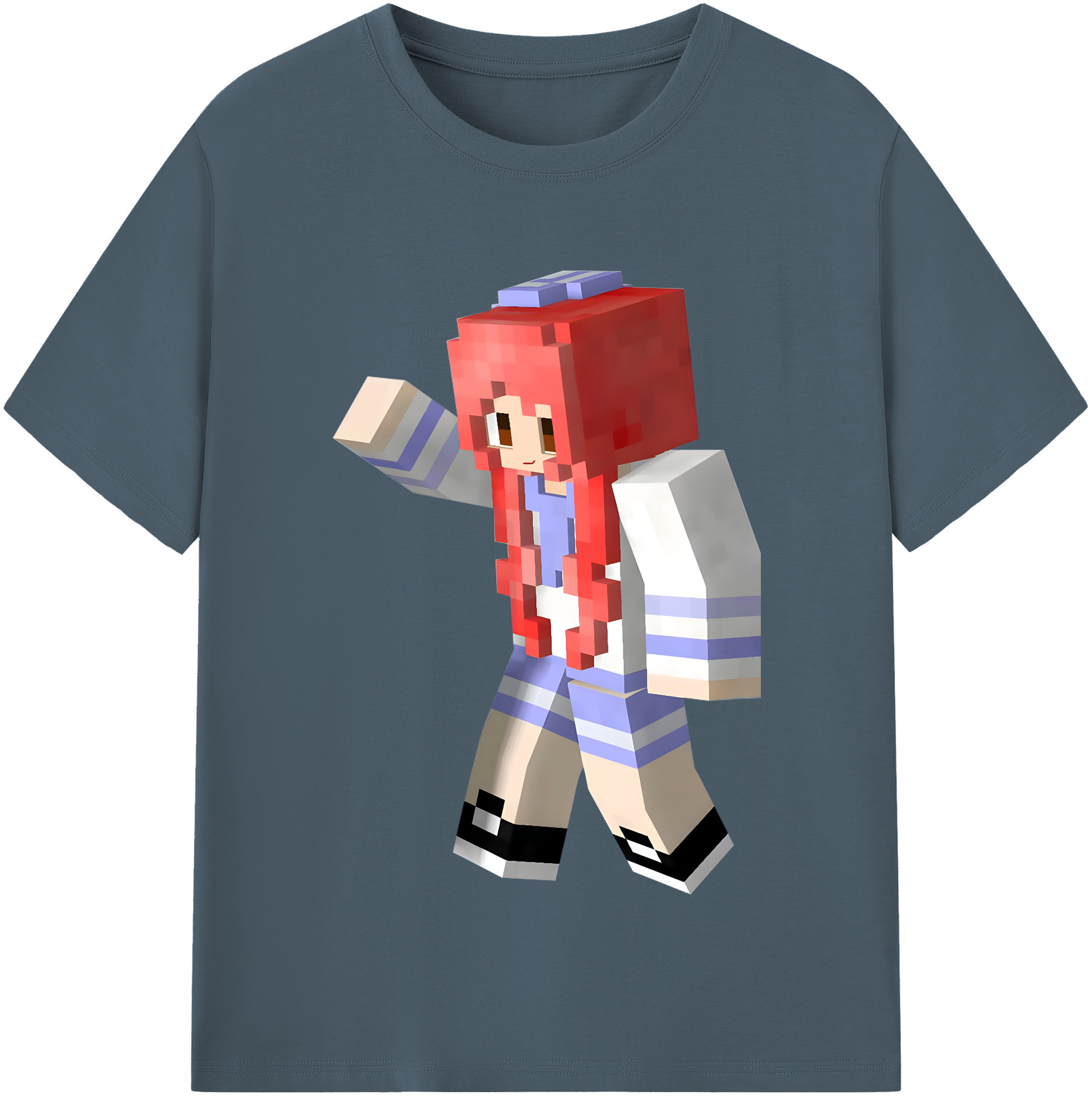 （画像用） マインクラフト ブロックの世界 Minecraft MC Block world 綿100％半袖Tシャツ（フロントプリント）